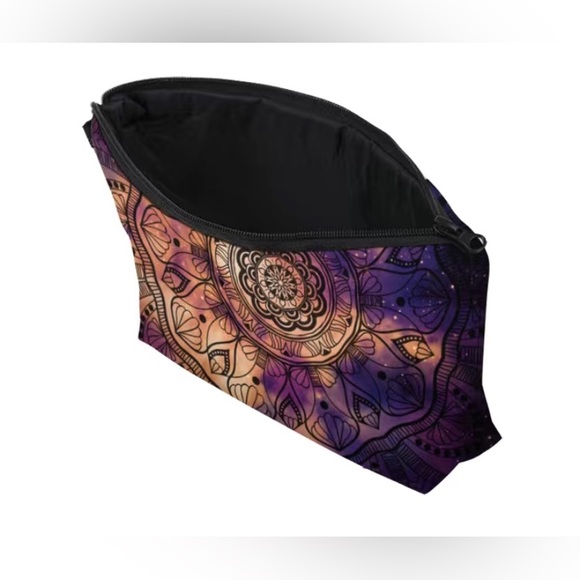 Starry Mandala Print Zipper Lightweight Travel Cosmetic Bag Purple, Pink, Orange - Picture 4 of 6
